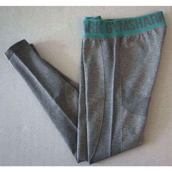 Gymshark Women's Sz S Gray/Teal Flex Seamless Mid-Waist Workout Leggings - Picture 6 of 6